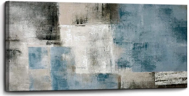Blue Abstract Wall Art Decor Hand Painted Oil Painting on Canvas Framed 48 Inche