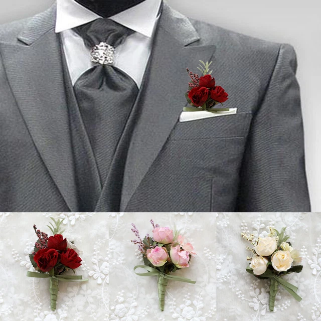 Wedding Groom Boutonniere Wrist Corsage Bride Bridesmaid Artificial Wrist Flower