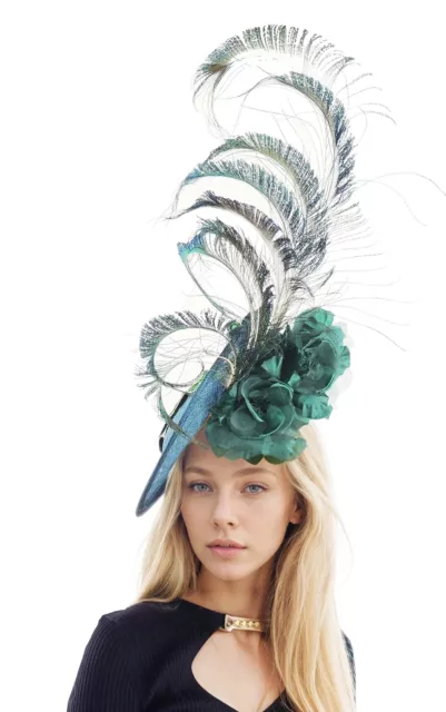 Jade Peacock Green Hatinator Fascinator Royal Ascot Kentucky Derby Melburne Cup