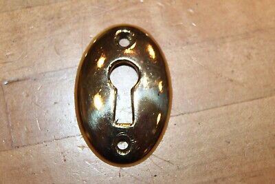 Antique 1-1/8" X 1-3/4" Oval Brass / Bronze Rosette Keyhole Escutcheon CC-17