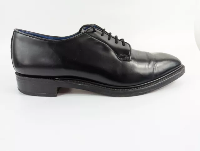 Saxone Noir Cuir Semelle Goodyear Derby Chaussures Habillées UK 8