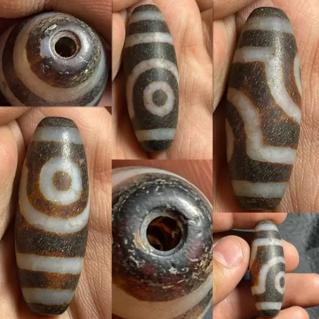 Beautiful Ancient Tibetan Ancient 2 Eyes Himalayan old Dzi Bead Amulet