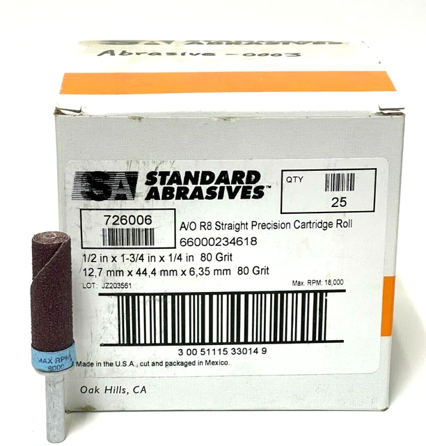 Standard Abrasives ***Lot Of 25*** Straight Precision Cartrige Roll 726006