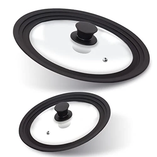 Silicone Universal Lid for Pots, Pans and Skillets - Tempered Glass