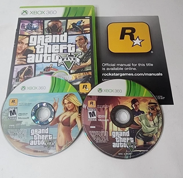 GRAND THEFT AUTO V GTA Five 5 (Microsoft Xbox 360, 2013) With Map EUR