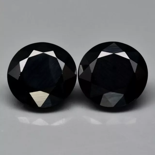 SPINEL 2 Pcs Set 9.14ct Black Round Brilliant 10x10x5.8mm Natural Untreated Thai