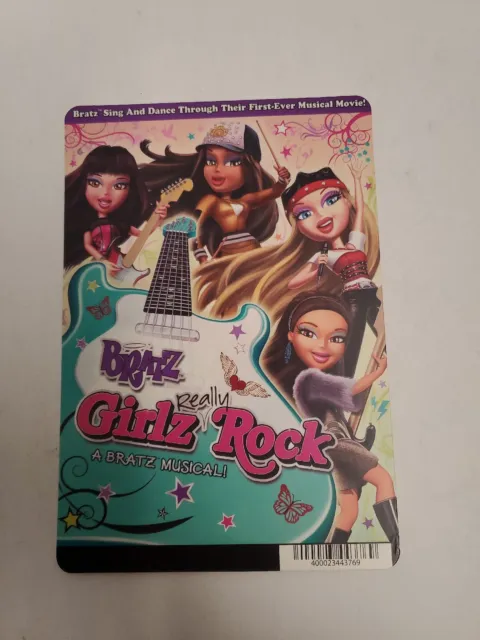 Bratz Girlz Really Rock  BLOCKBUSTER SHELF DISPLAY DVD BACKER CARD ONLY 5.5"X8"