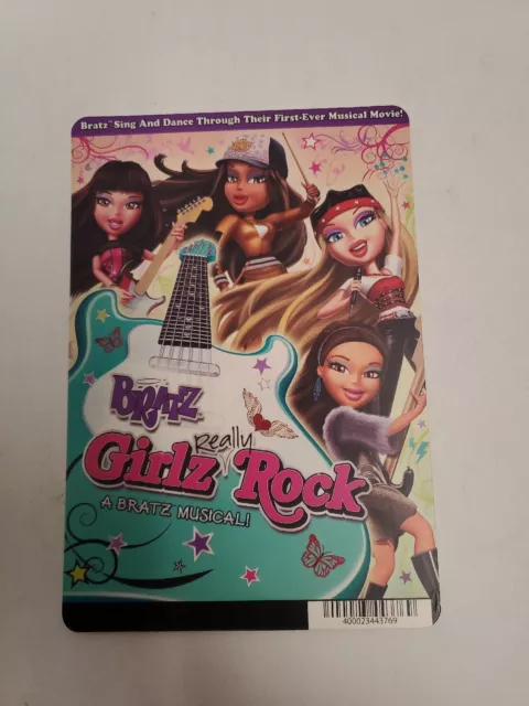 Bratz Girlz Really Rock  BLOCKBUSTER SHELF DISPLAY DVD BACKER CARD ONLY 5.5"X8"