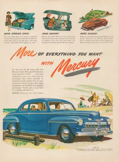 1946 Mercury Automobiles Car Everything You Want Ford Bob Crosby CBS Print Ad