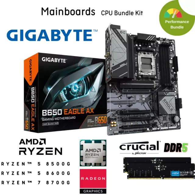 PC Aufrüstkit Bundle mit AMD Ryzen der 8. Gen mit Gigabyte DDR5 Motherboards AM5