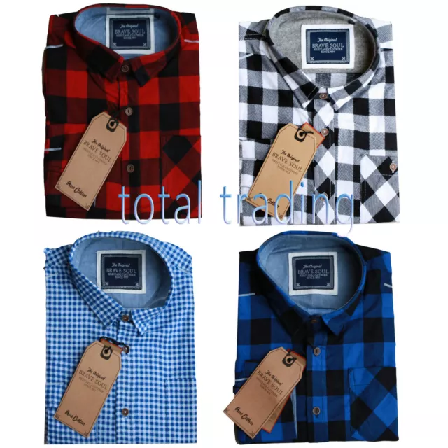 Mens Shirts Check Work Flannel Brushed Cotton Lumberjack Long Sleeve Casual