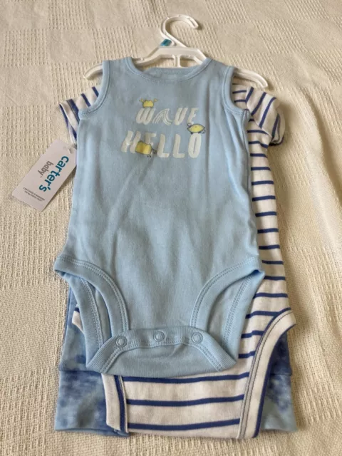 Carters baby boy 3 piece knit crab outfit size 6 M