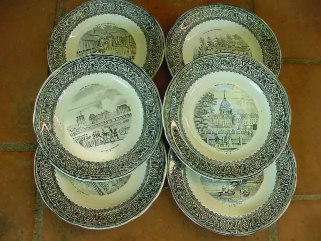 Série De Six Assiettes Anciennes Plates "Paris Et Ses Environs"
