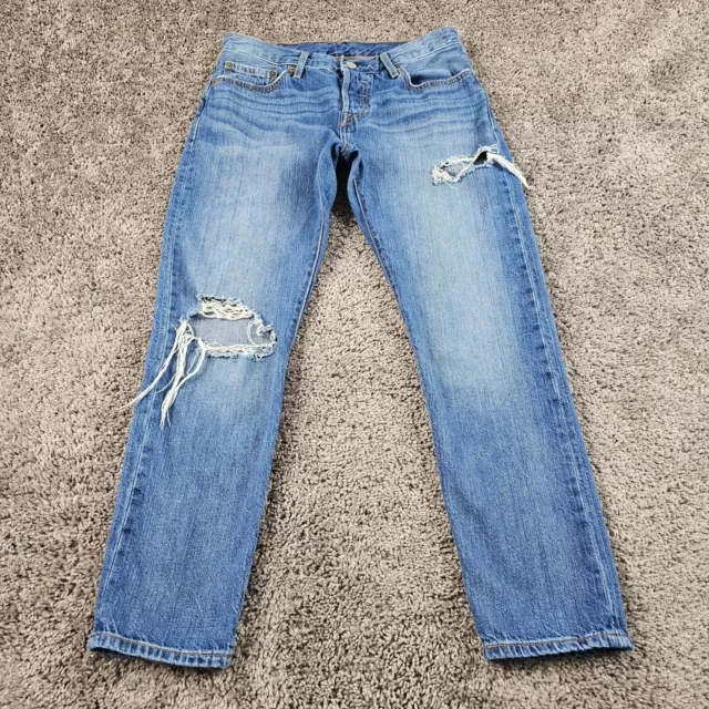 Levis 501 CT Jeans Womens 26 Blue Cropped Light Wash Button Fly Boyfriend 29x27