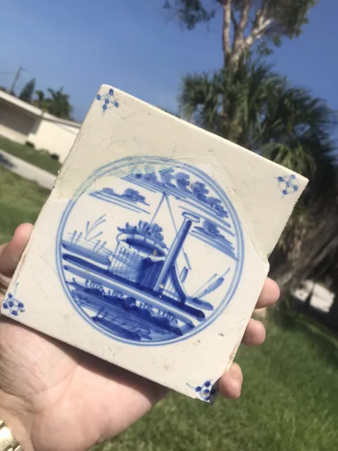 Antique 18th Century 1700’s Delft Dutch Tile