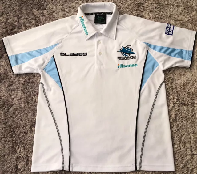 025 Cronulla Sharks 2011 Travel Media Polo Shirt NRL Rugby League Mens S VGC