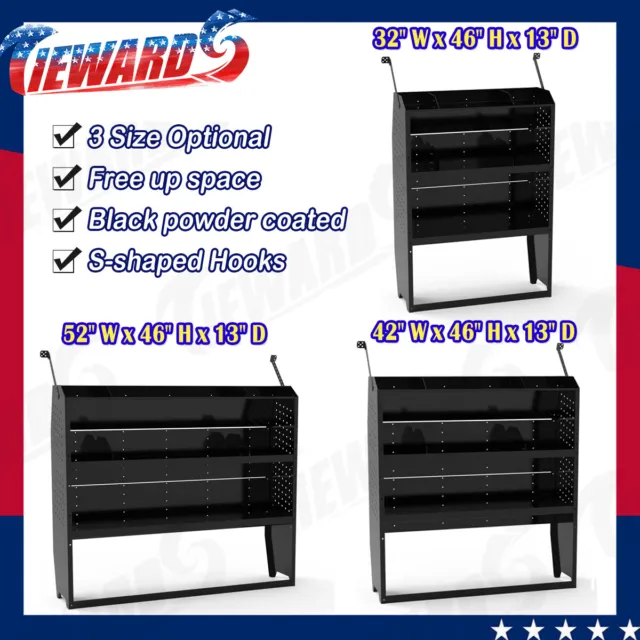 Van Shelving Storage w/Hooks for Ford Transit, GM, NV, Promaster,Sprinter,Metris