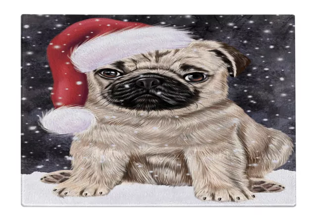 Pug Dog Cutting Board Tempered Glass Personalized Custom Christmas NWT
