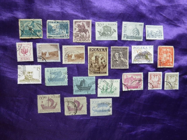 Poland polska stamps 23 Timbres Pologne de 1921, 1925 etc. Navires, Histoire