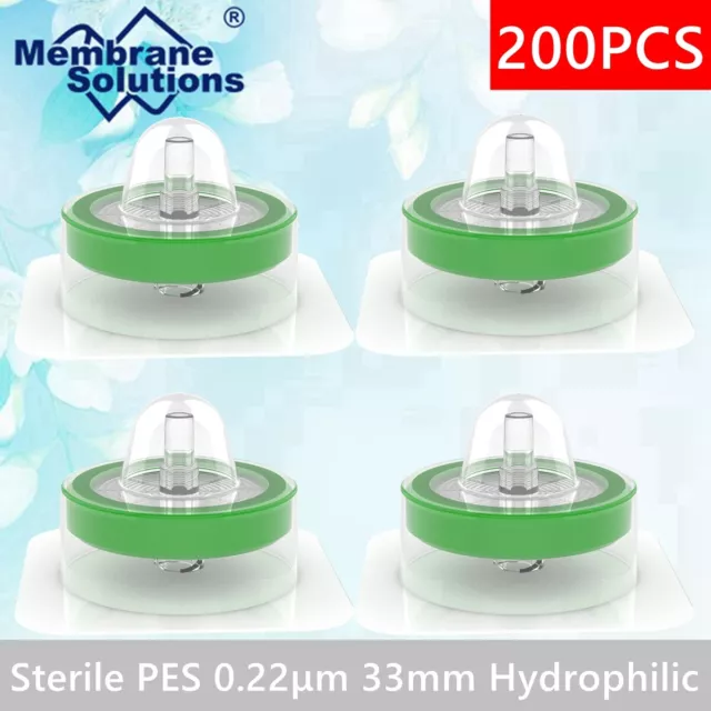 10-200PCS Syringe Filter Sterile PES Membrane33mm 0.22µm Sterilized Lab supplies