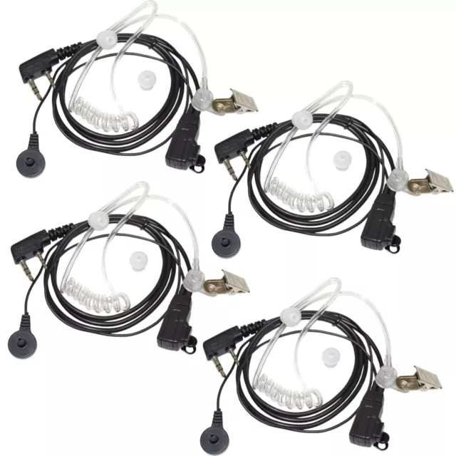 4-Pack 2 Pin Acoustic Tube Earpiece Hands Free Headset for Kenwood TK Series