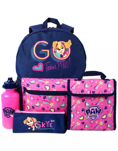 Paw Patrol Backpack Skye Lunch bag, Pencil Case & Bottle 4 Piece Set One Size