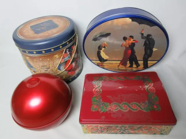 4 Large Collectible Tins for Cakes, Biscuits etc