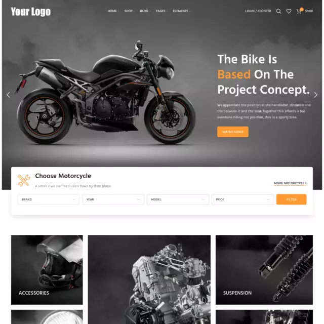 Motorcycle Online Shop Web Design with Free 5GB VPS Web Hosting