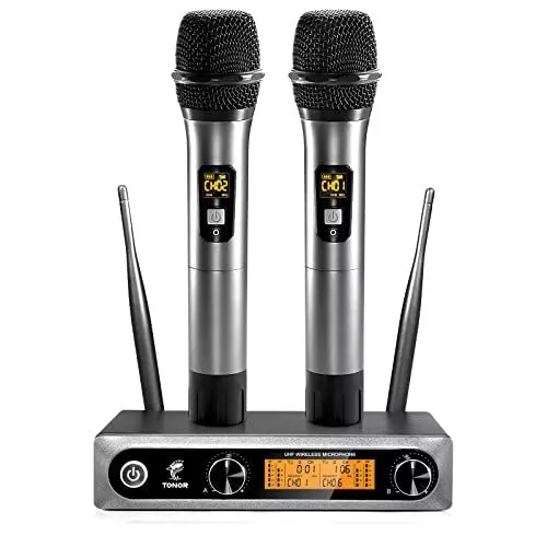 TONOR Wireless Funkmikrofon UHF Professionelles dynamisches drahtloses Dual Mikr