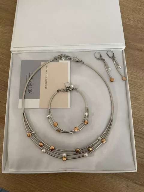 Coeur De Lion Set / Halskette Armband Ohrringe / Roségold Perlen