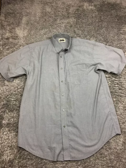 Wrangler Riata Button Up Shirt Mens Size 2XL XXL Gray Short Sleeve Western Ranch