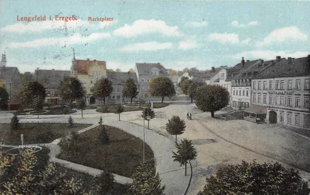 Lengefeld i. Erzgeb. Marktplatz Postkarte AK 1912
