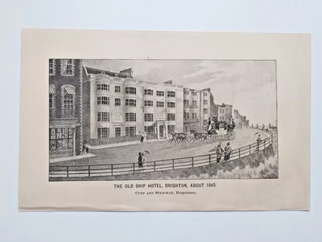 The Old Ship Hotel (Meerfront), Brighton - antike Platte - 1892