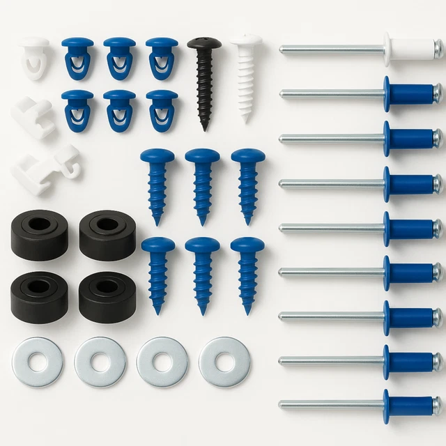 Lampa 200-Pack Blue & White License Plate Mounting Clips – Universal Fit, Road Legal