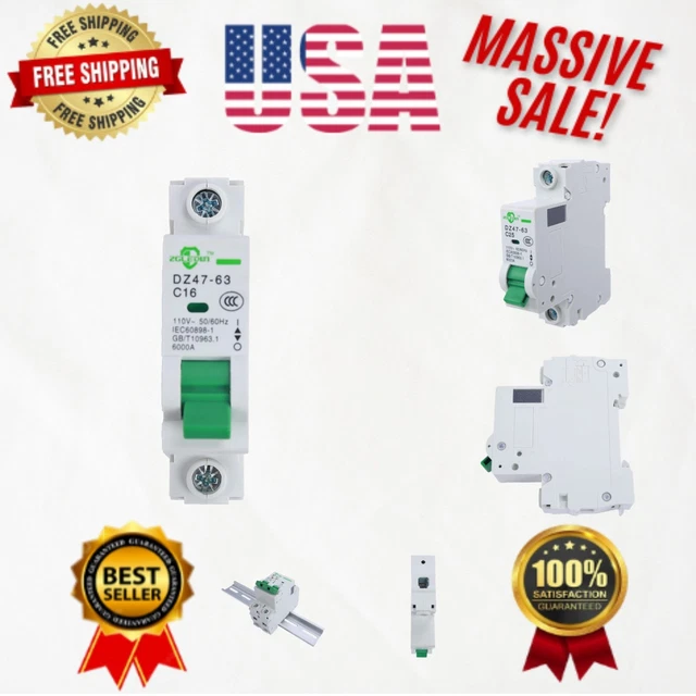 16A Miniature Circuit Breaker for 120/240VAC - Thermal Magnetic Safety Trip 16A Miniature Circuit Breaker for 120/240VAC - Thermal Magnetic Safety Trip