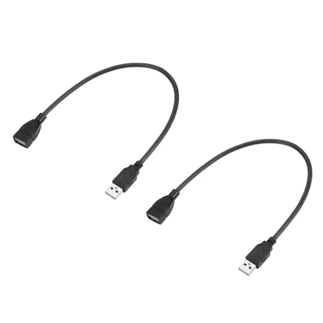 2x Flexible USB Cable USB2.0 Macho a Hembra Extensión Cable 35cm para LED, Negro