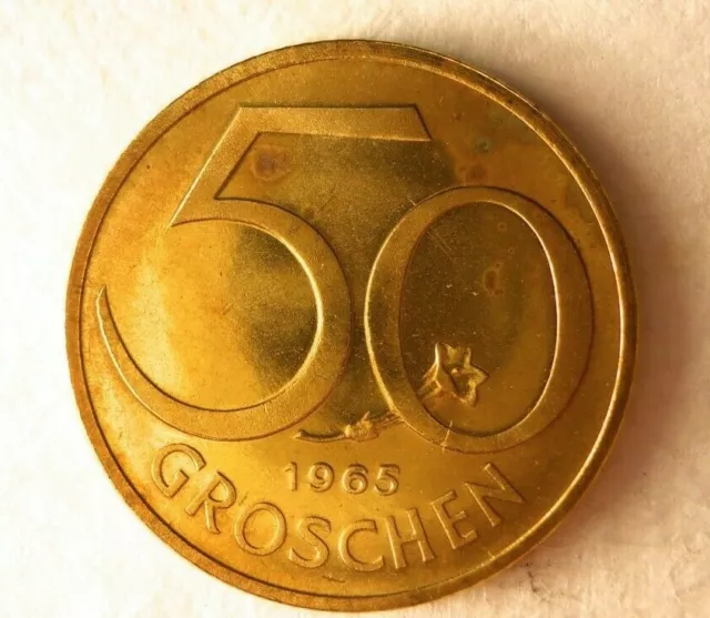 1965 AUSTRIA 50 GROSCHEN - PROOF - High Quality Coin - FREE SHIP - Bin #310