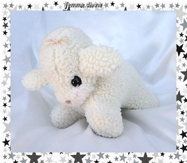 Doudou Peluche Agneau Mouton Blanc Vintage Grelot Nounours