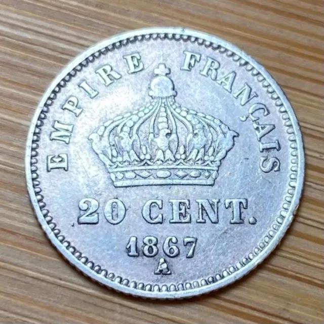 Piece De 20 Centimes Argent Napoléon Iii 1867 A (1218)