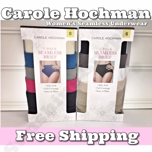Large Carole Hochman Ladies' Seamless Brief 5-Pack Blue Assorted
