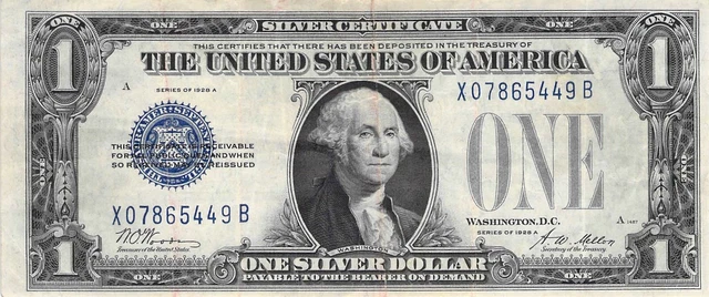 United States $1 Dollar Silver Certificate Note 1928-A Funny Back