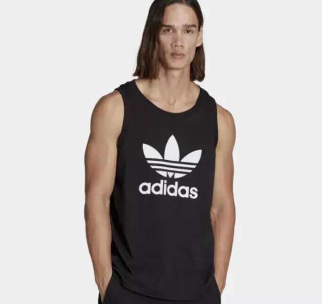 Adidas Mens Vest Tank Sleeveless T-Shirt Top Gym Trefoil Muscle S M L XL Black