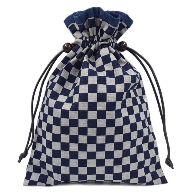 Purse bag with lining Japanese pattern checkered pattern Mad... Ships from Japan