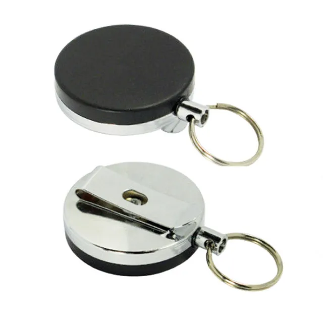 1 Retractable ID Card Badge Metal Reel Recoil Pull Key Ring Belt Clip Holder 1.5
