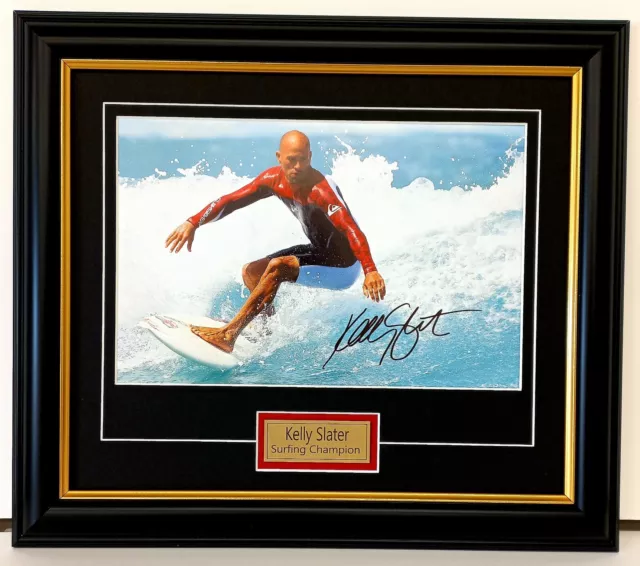 Kelly Slater 11 Times Surfing World Champion Signed and Framed