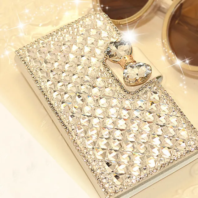 Luxury Bling Crystal Diamond Wallet Flip Case Cover For  iPhone Samsung Phone