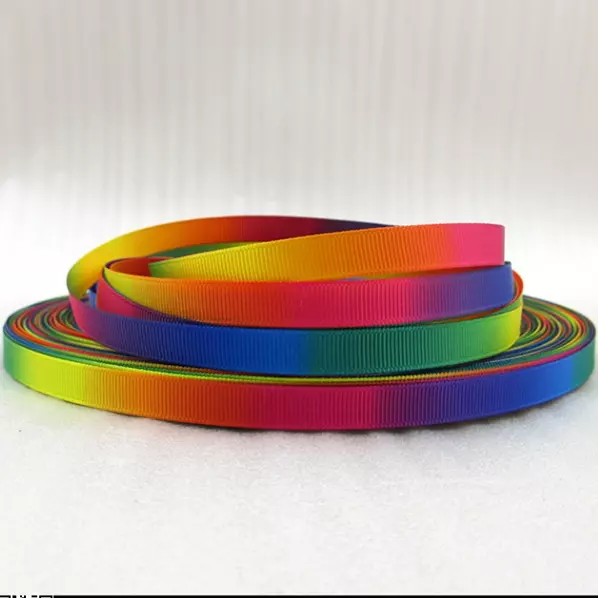 Rainbow Ribbon 9mm wide  3/8" 1m Long Double Sided