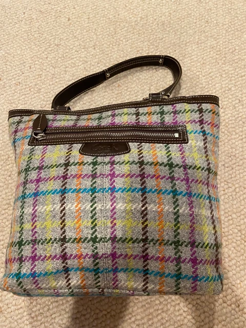 preown COACH plaid zipper tote zipper bag purse