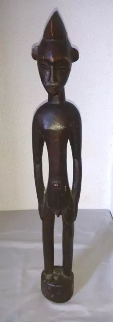 ANCIENNE GRANDE STATUETTE HOMME BAOULE ART AFRICAIN 1950 en BOIS de cote IVO