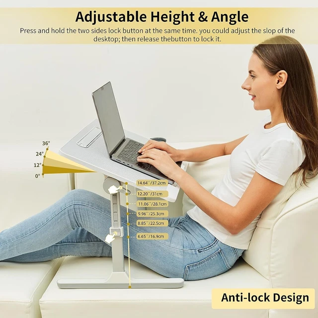 Lap Desk For Laptop, Portable Bed Table Desk, Laptop Desk With LED Light And Dra